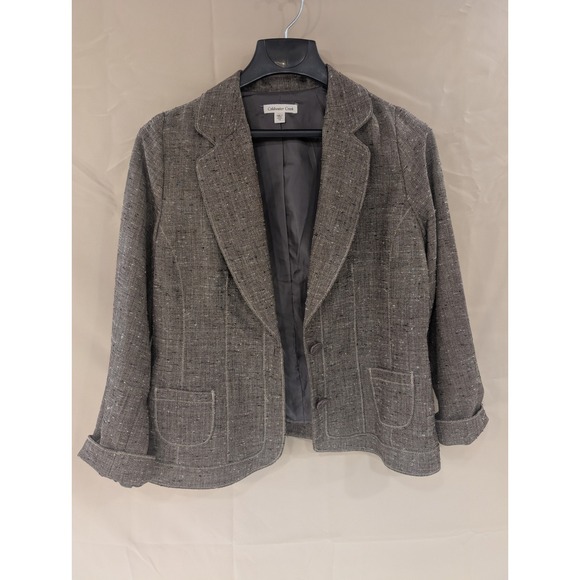 Coldwater Creek Blazer Jacket Womens 16 Gray Tweed Career Business - Picture 1 of 7